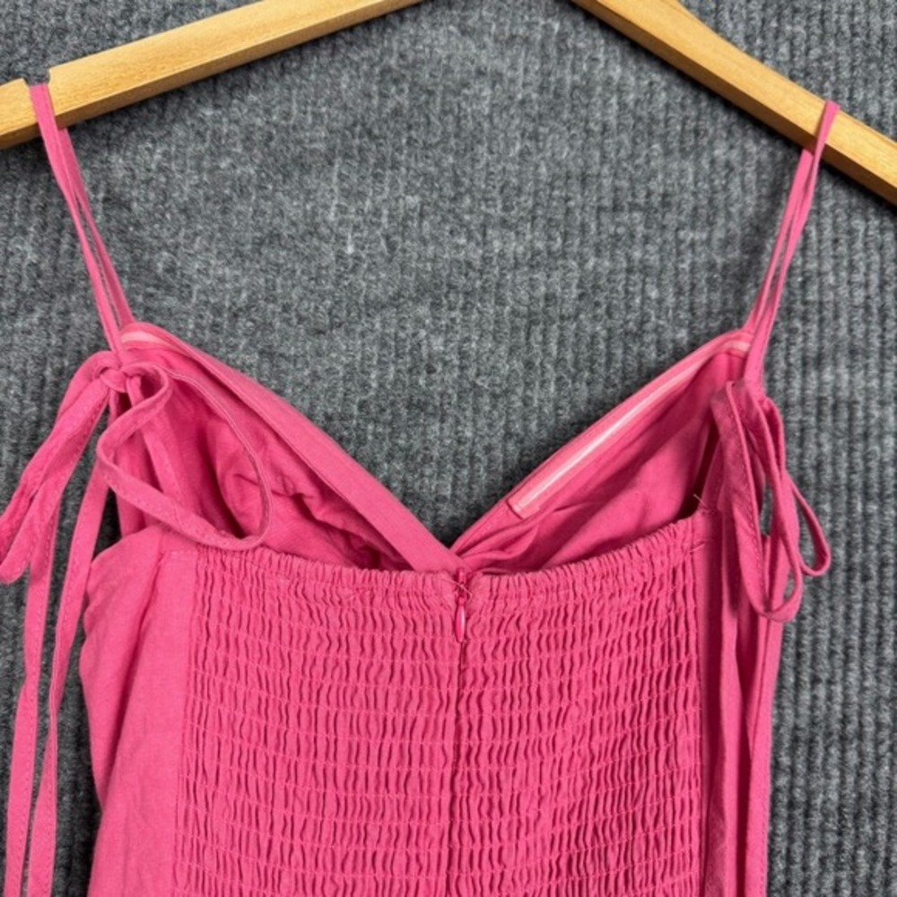Pink Diamond Maxi Dress Twist Front Smocked Tiered Coquette Cotton Sundress - Picture 7 of 13